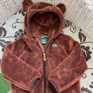 unisex ll bean brown bear fleece jacket 4t